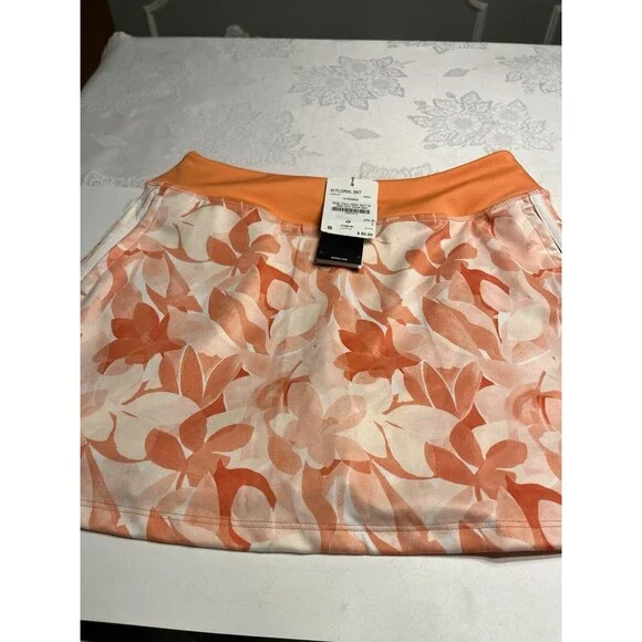 Adidas Floral Peachy Sleeveless Polo Shirt Sz M; Skort Sz S Golf Tennis Athletic